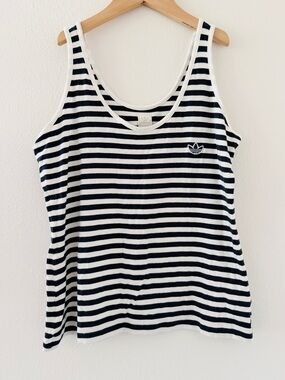 Adidas Black White Striped Tank Top